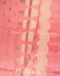 Blush Pink Reverse Scalloped Border Pure Dupion Silk Saree