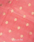 Blush Pink Reverse Scalloped Border Pure Dupion Silk Saree