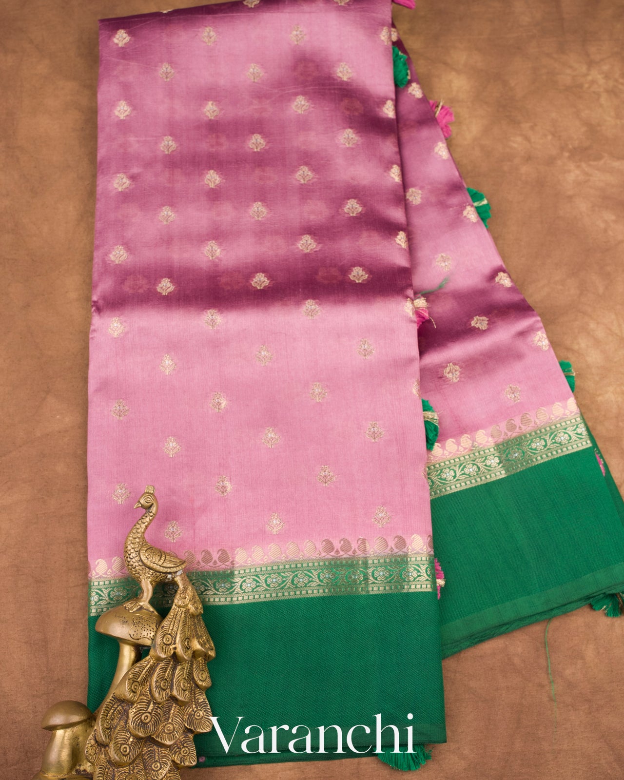 Onion Pink Pure Dupion Silk Saree 