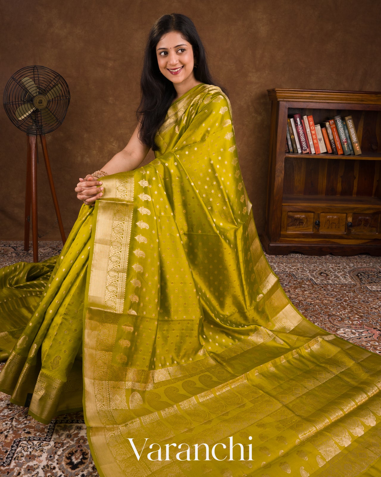 Parrot Green Pure Dupion Silk Handloom Saree