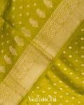 Parrot Green Pure Dupion Silk Handloom Saree