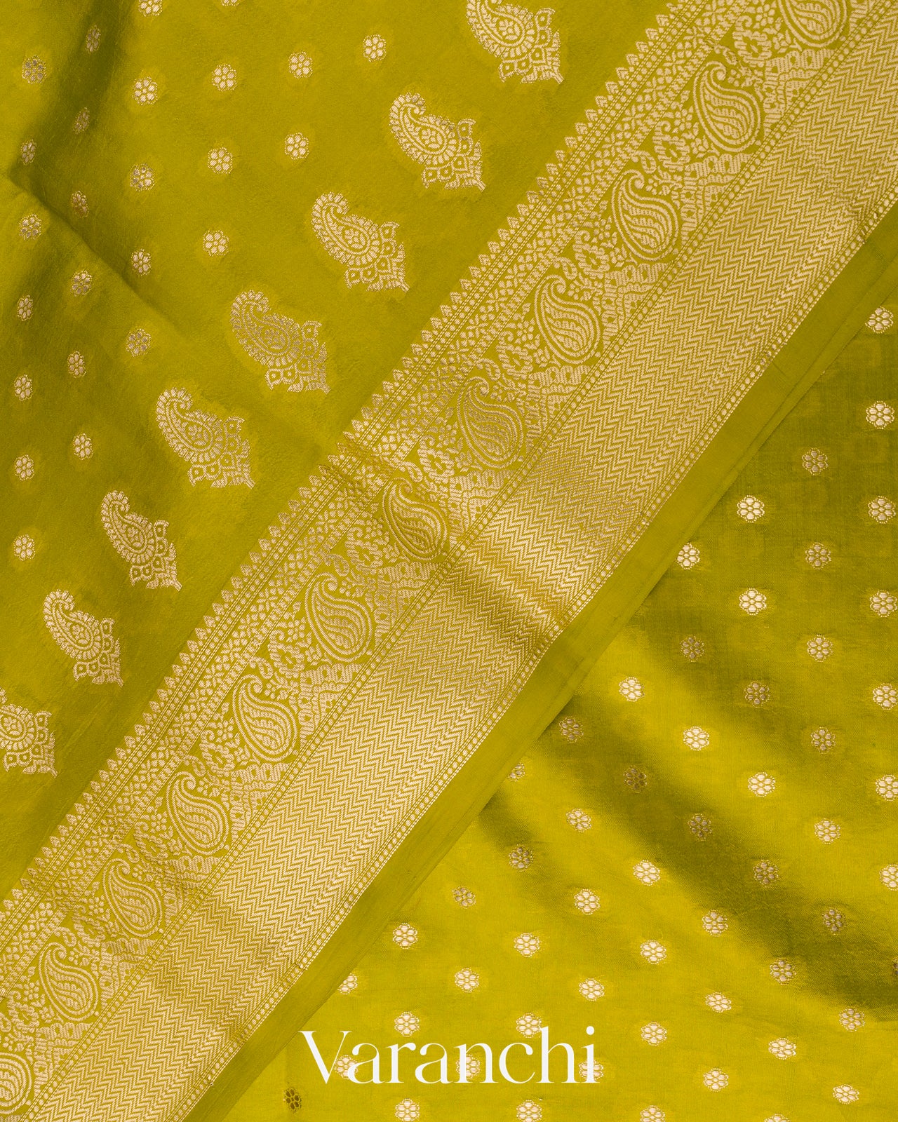 Parrot Green Pure Dupion Silk Handloom Saree