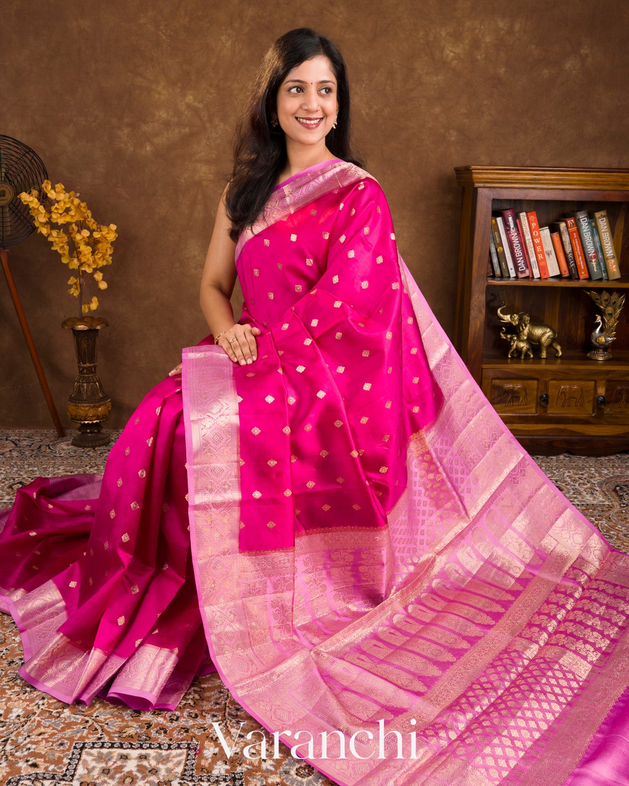Rani Pink Pure Dupion Silk Saree