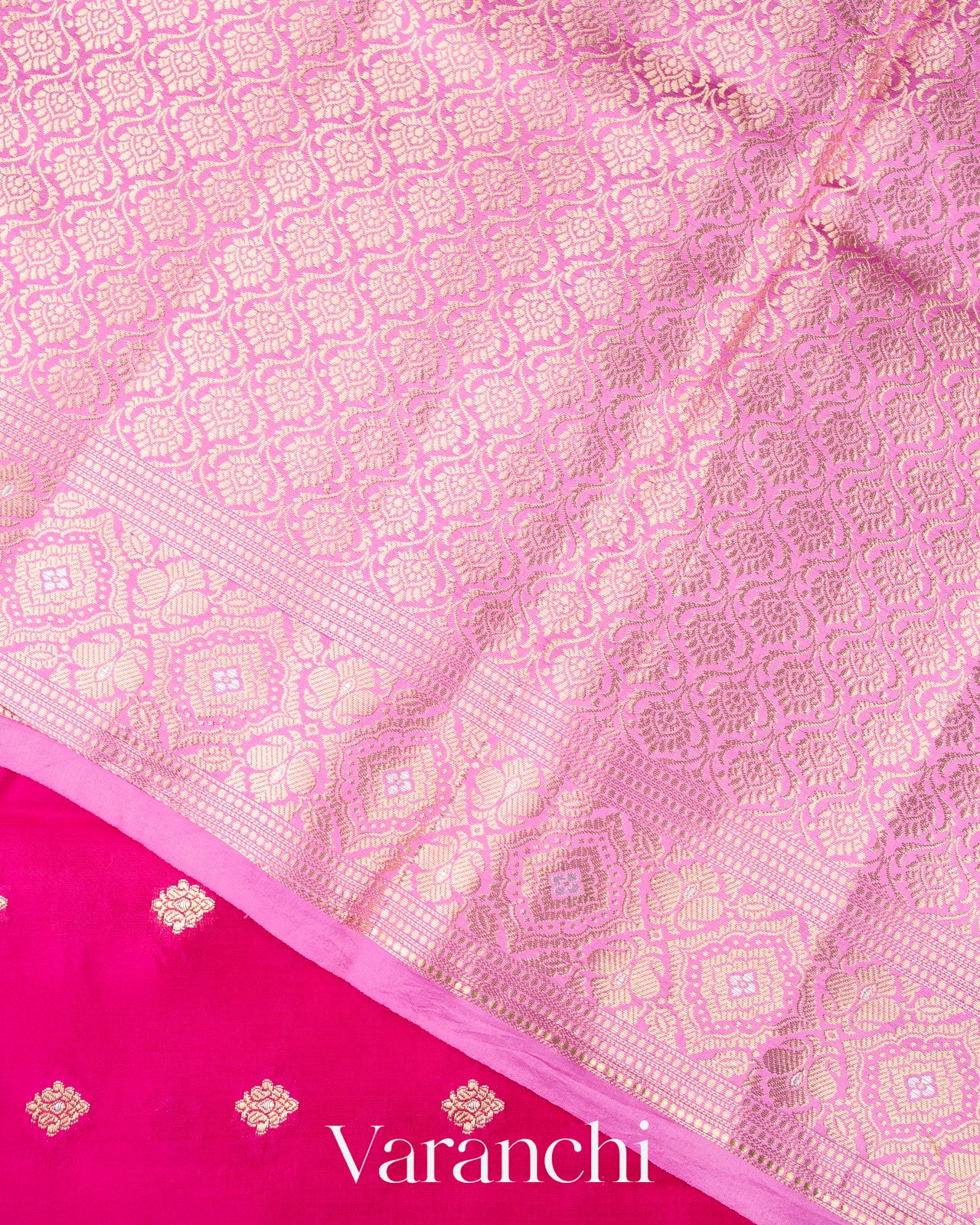 Rani Pink Pure Dupion Silk Saree