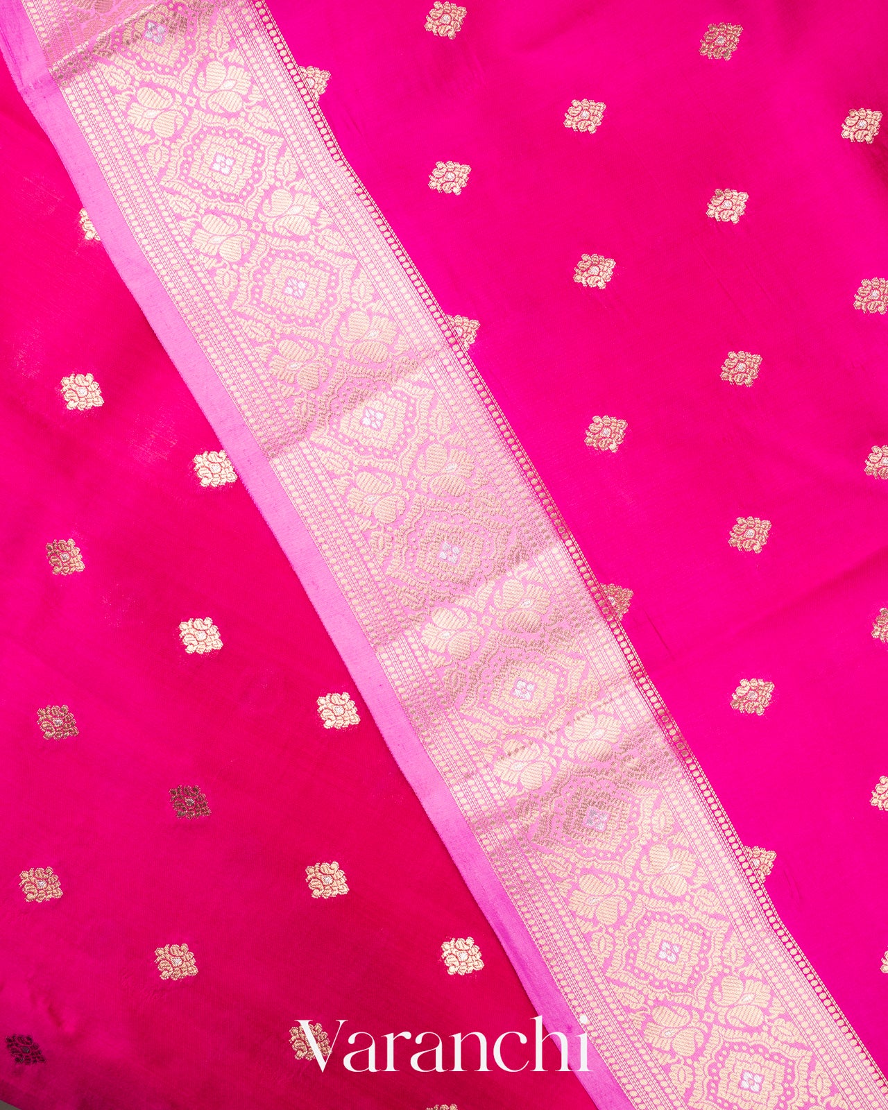 Rani Pink Pure Dupion Silk Saree