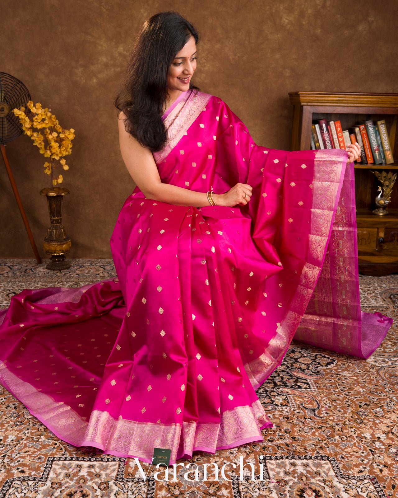 Rani Pink Pure Dupion Silk Saree