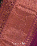 Jet Black Pure Dupion Silk Handloom Saree