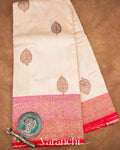 Off White Pure Dupion Silk Handloom Saree