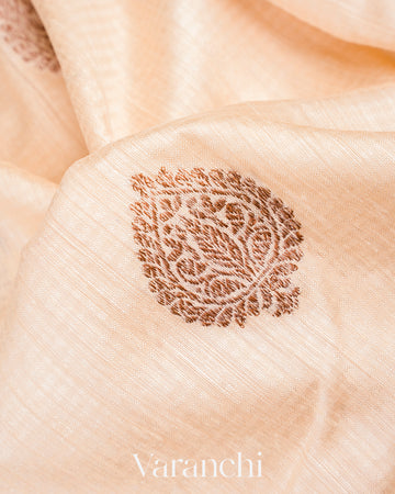 Off White Pure Dupion Silk Handloom Saree