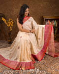 Off White Pure Dupion Silk Handloom Saree