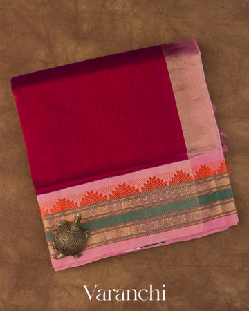 Royal Maroon Pure Kanchipuram Silk Cotton Handloom Saree