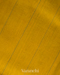 Mango Yellow Striped Pure Kanchipuram Silk Cotton Handloom Saree