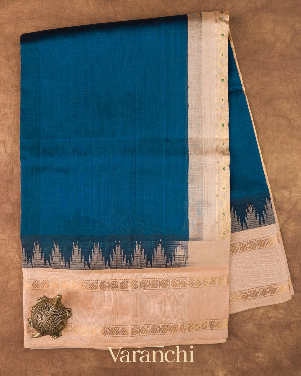 Navy Blue Pure Kanchipuram Silk Cotton Handloom Saree 
