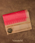 Coral Pink Pure Kanchipuram Silk Cotton Handloom Saree 