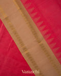 Coral Pink Pure Kanchipuram Silk Cotton Handloom Saree 