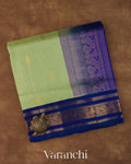 Pista Green  Pure Kanchipuram Silk Cotton Handloom Saree 
