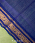 Pista Green  Pure Kanchipuram Silk Cotton Handloom Saree 