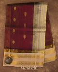 Coffee Brown Rettapett Bordered  Pure Kanchipuram Silk Cotton Saree
