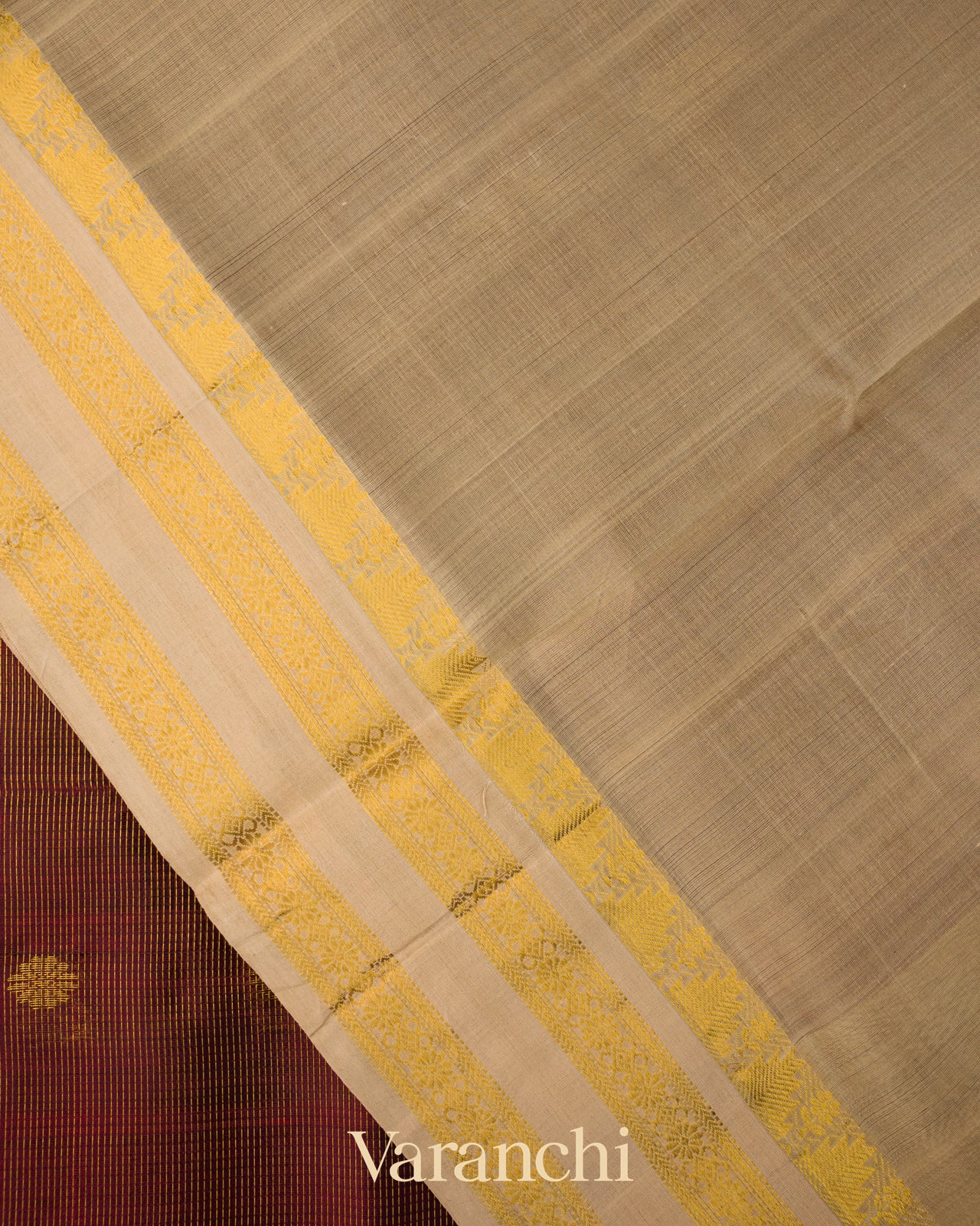 Coffee Brown Rettapett Bordered  Pure Kanchipuram Silk Cotton Saree