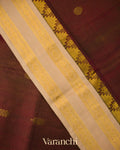 Coffee Brown Rettapett Bordered  Pure Kanchipuram Silk Cotton Saree