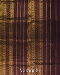 Peach Beige Pure Kanchipuram Silk Cotton Handloom Saree 