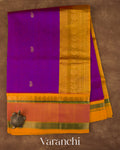 Deep Purple Pure Kanchipuram Silk Cotton Handloom Saree 