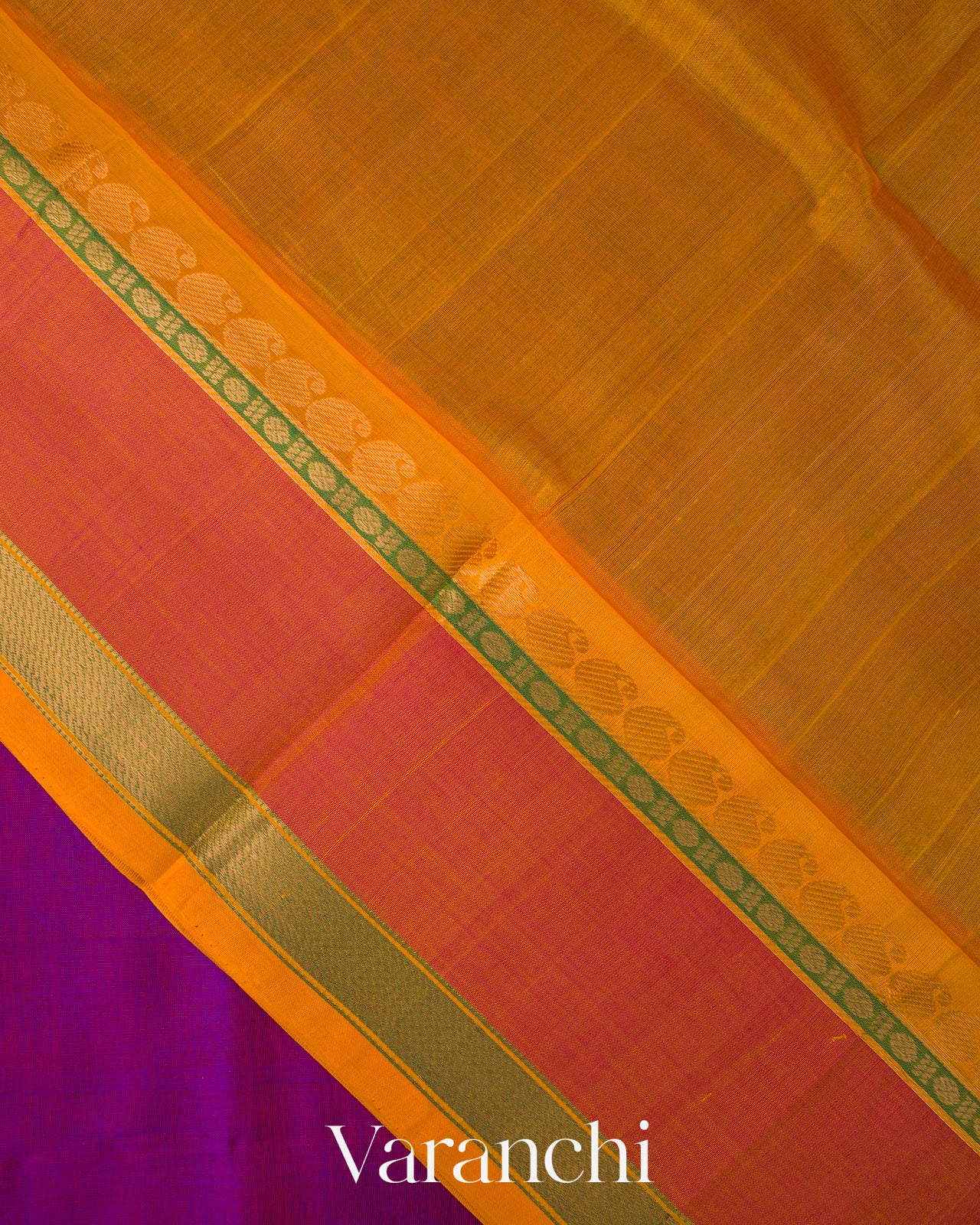 Deep Purple Pure Kanchipuram Silk Cotton Handloom Saree 