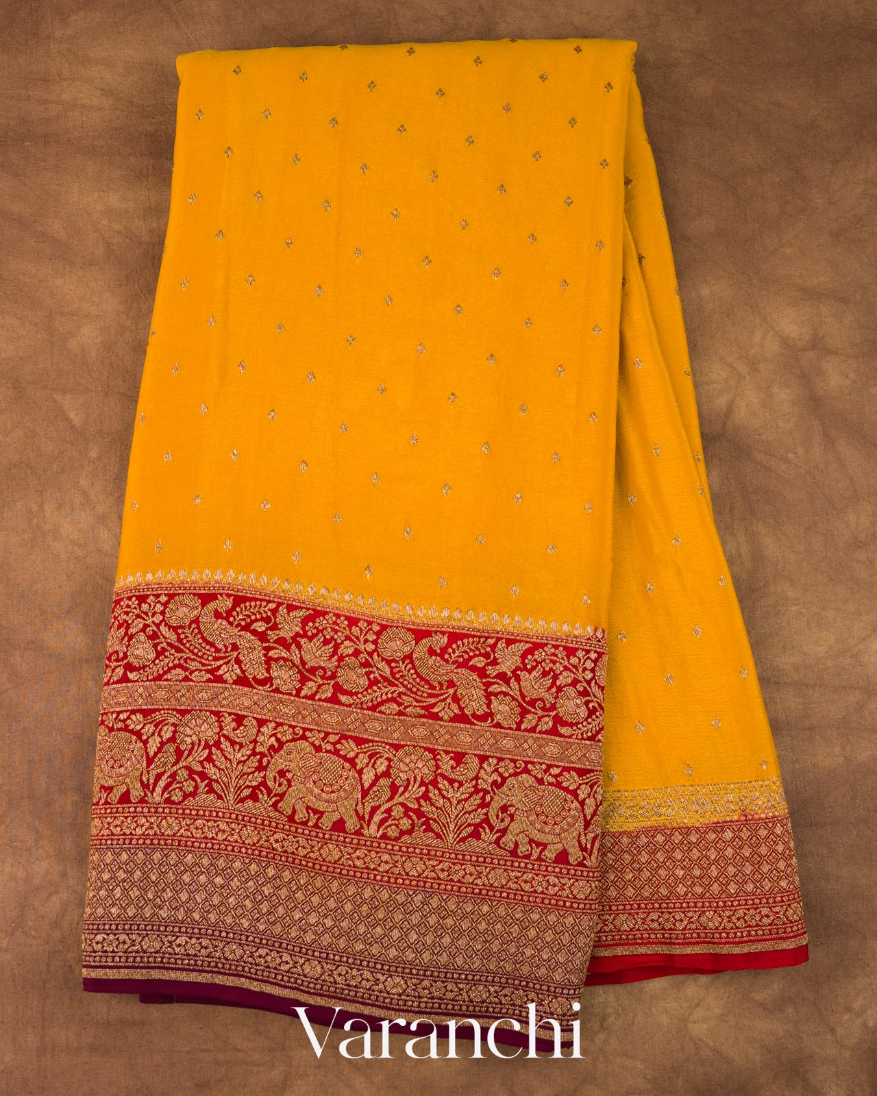 Turmeric Yellow Pure Crepe Silk Handloom Saree