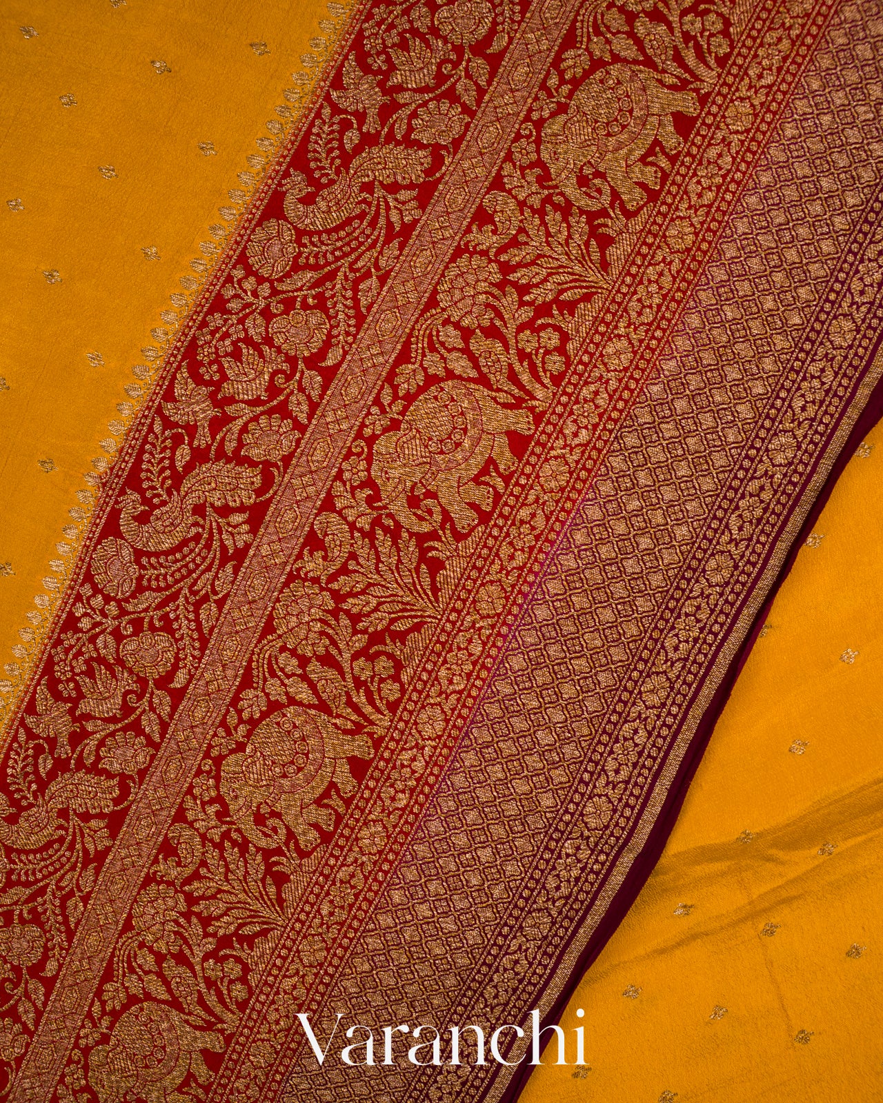Turmeric Yellow Pure Crepe Silk Handloom Saree