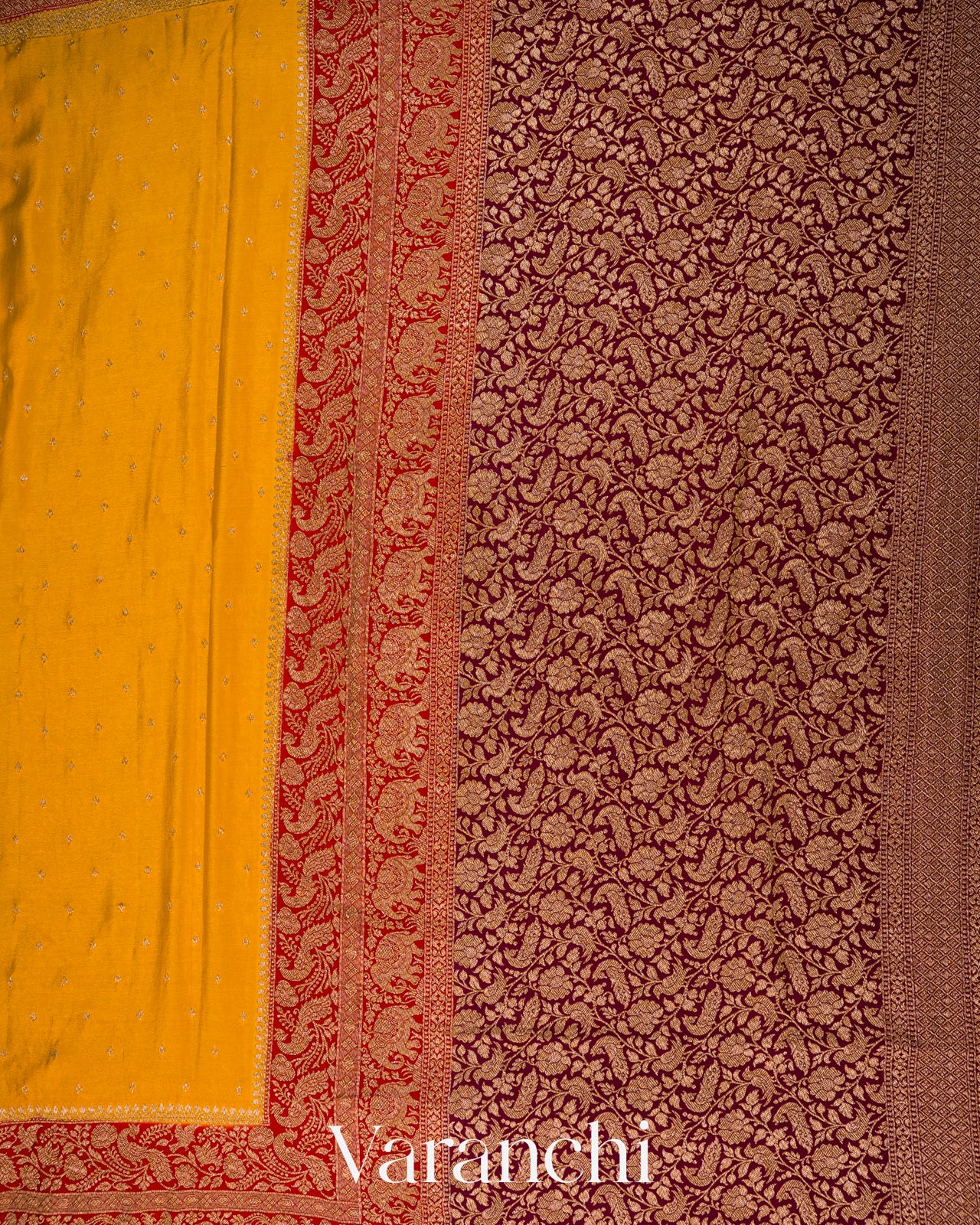 Turmeric Yellow Pure Crepe Silk Handloom Saree