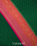 Bottle Green Pure Crepe Silk Handloom Saree 