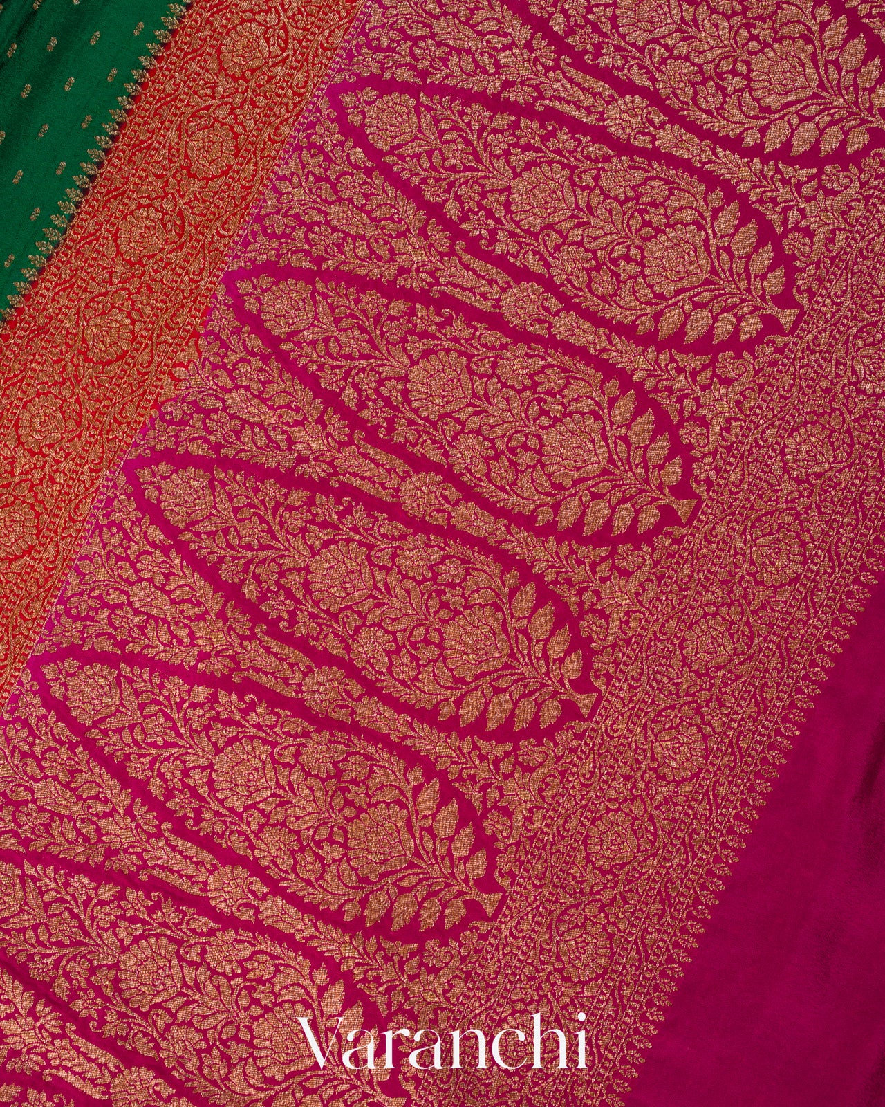 Bottle Green Pure Crepe Silk Handloom Saree 