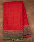 Crimson Red Pure Crepe Silk Handloom Saree 