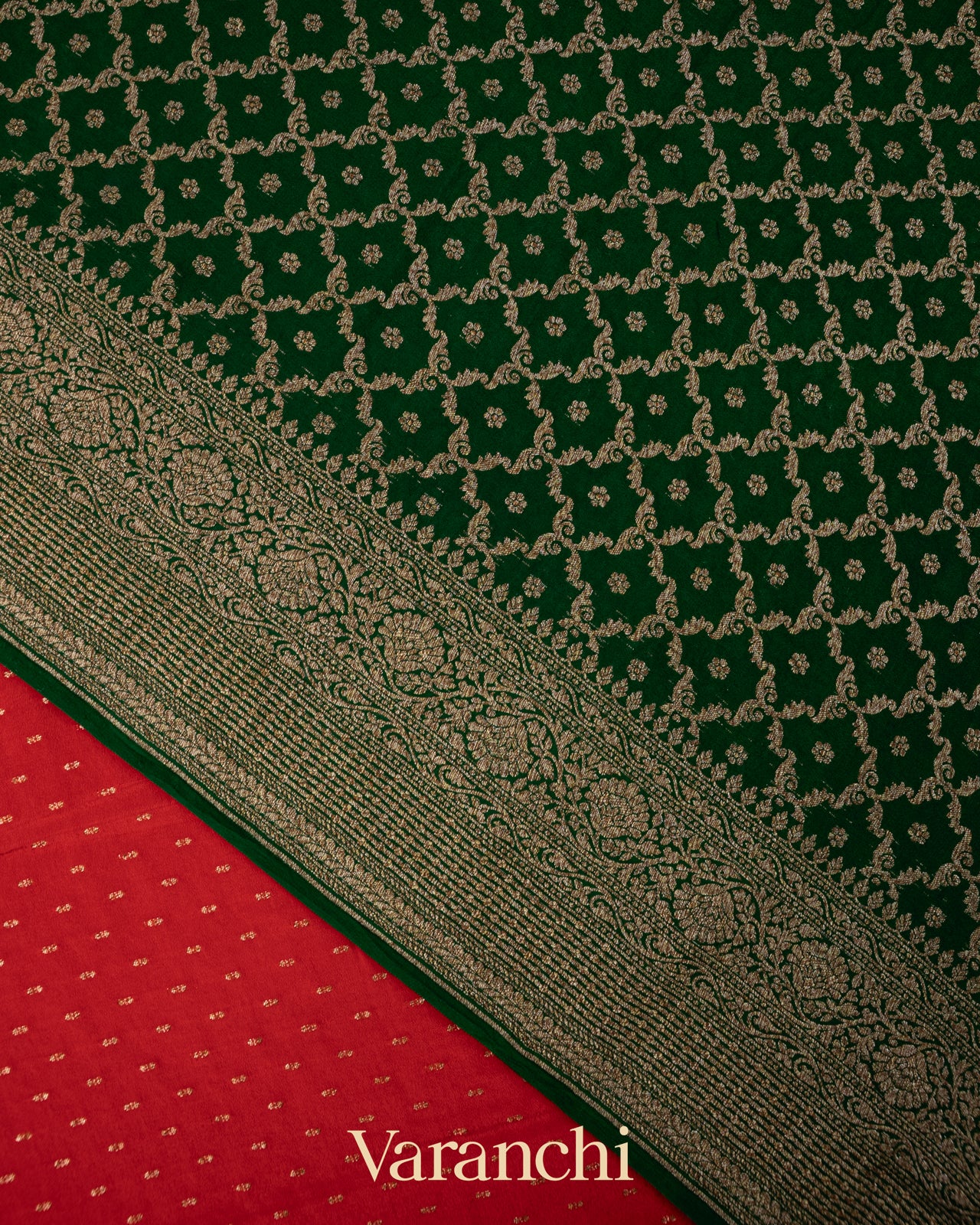 Crimson Red Pure Crepe Silk Handloom Saree 