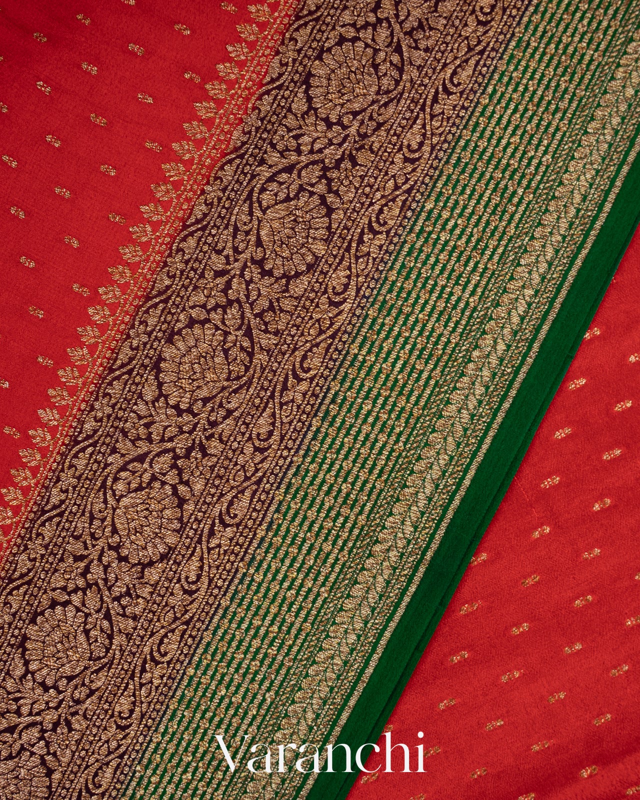 Crimson Red Pure Crepe Silk Handloom Saree