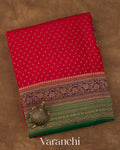 Ruby Red Pure Crepe Silk Handloom Saree