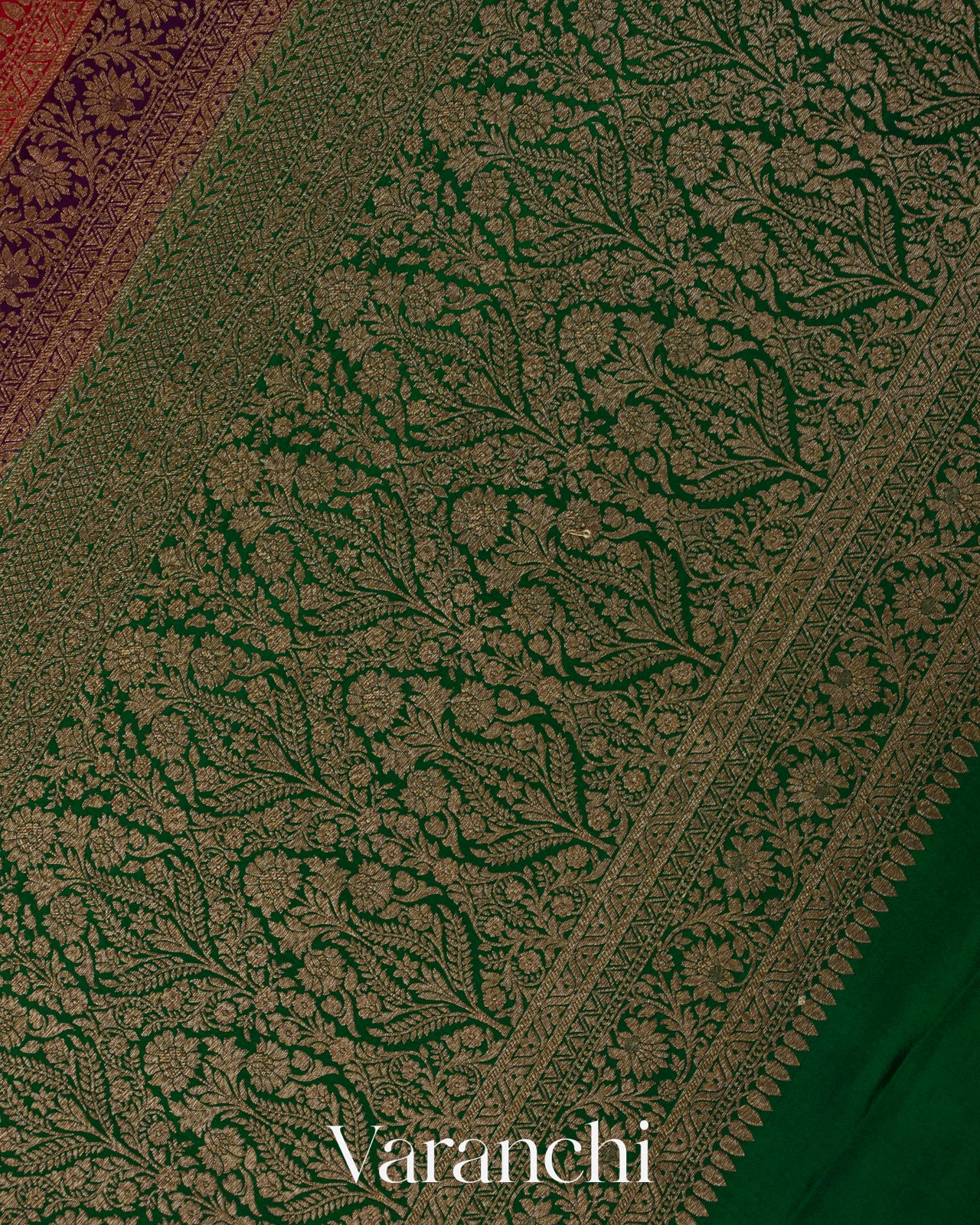Ruby Red Pure Crepe Silk Handloom Saree