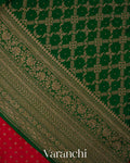 Ruby Red Pure Crepe Silk Handloom Saree