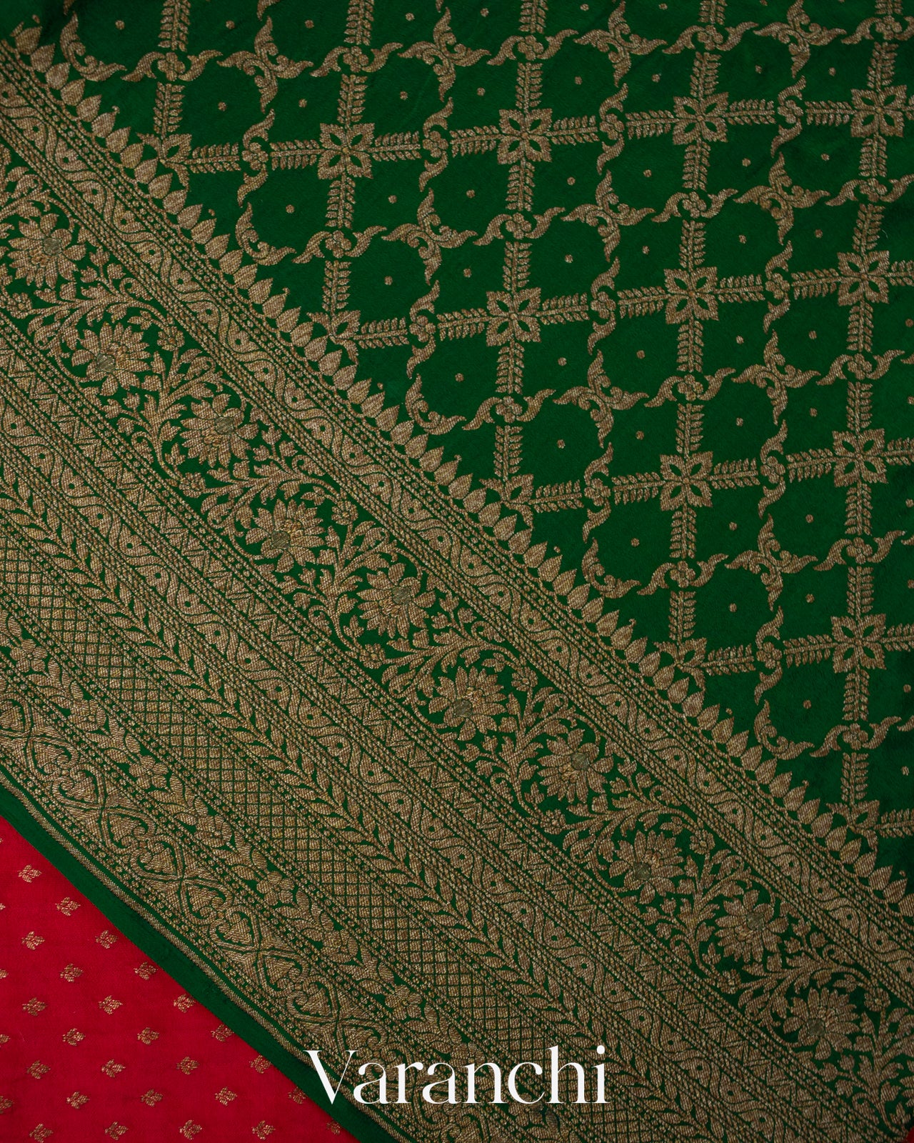 Ruby Red Pure Crepe Silk Handloom Saree