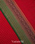 Ruby Red Pure Crepe Silk Handloom Saree