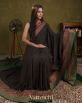 Charcol Black Pure Crepe Silk Handloom Saree 