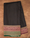 Charcol Black Pure Crepe Silk Handloom Saree 