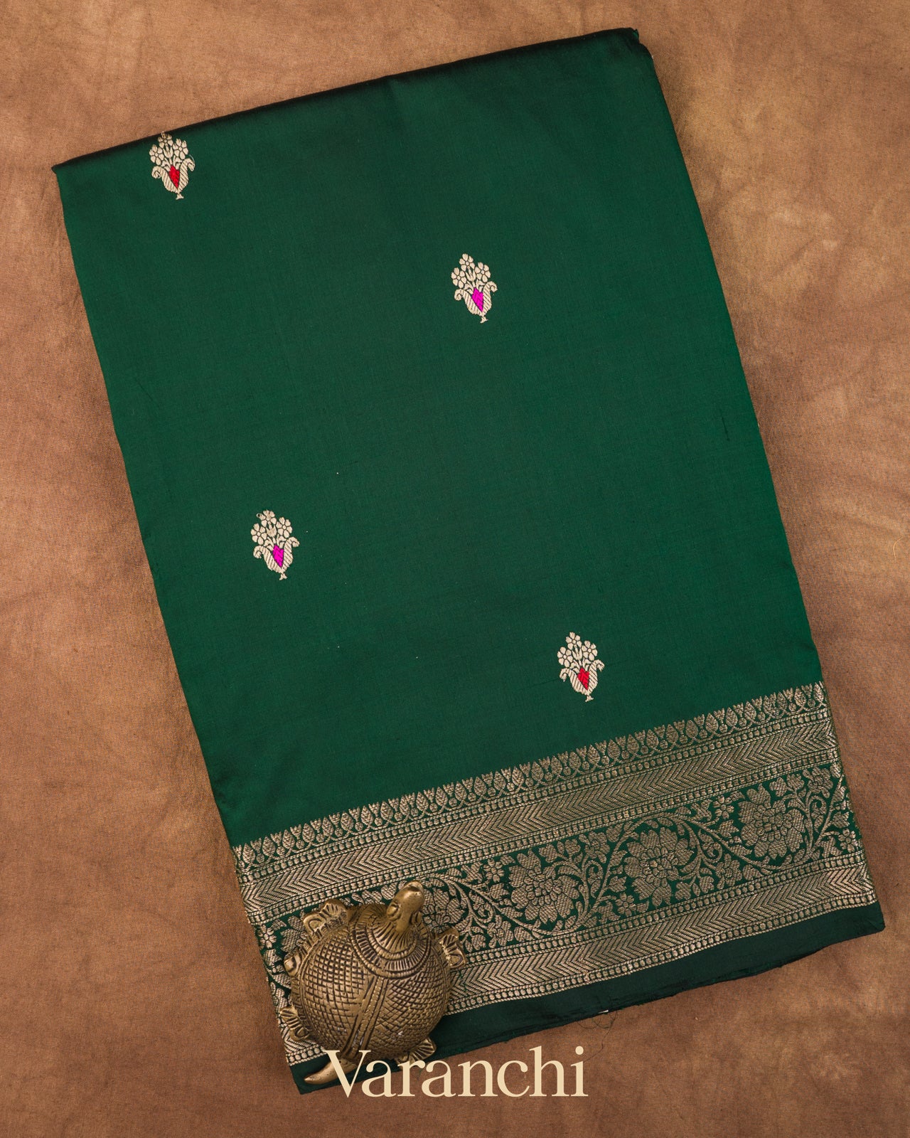Deep Emerald Green  Pure Katan Silk Handloom Saree