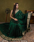 Deep Emerald Green  Pure Katan Silk Handloom Saree