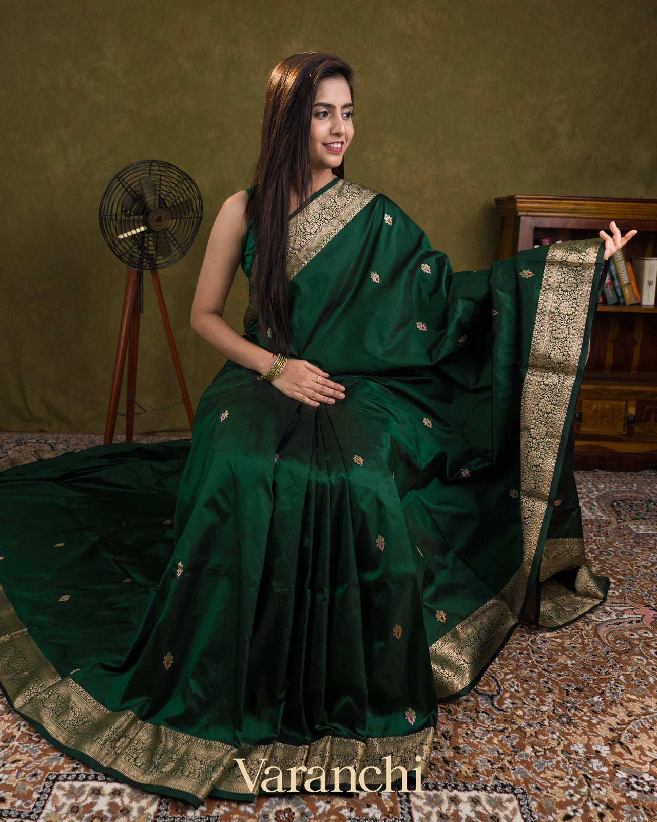 Deep Emerald Green  Pure Katan Silk Handloom Saree