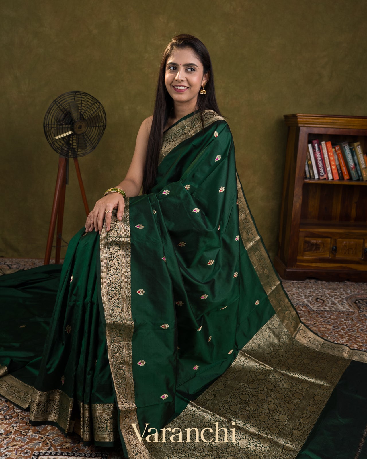 Deep Emerald Green  Pure Katan Silk Handloom Saree