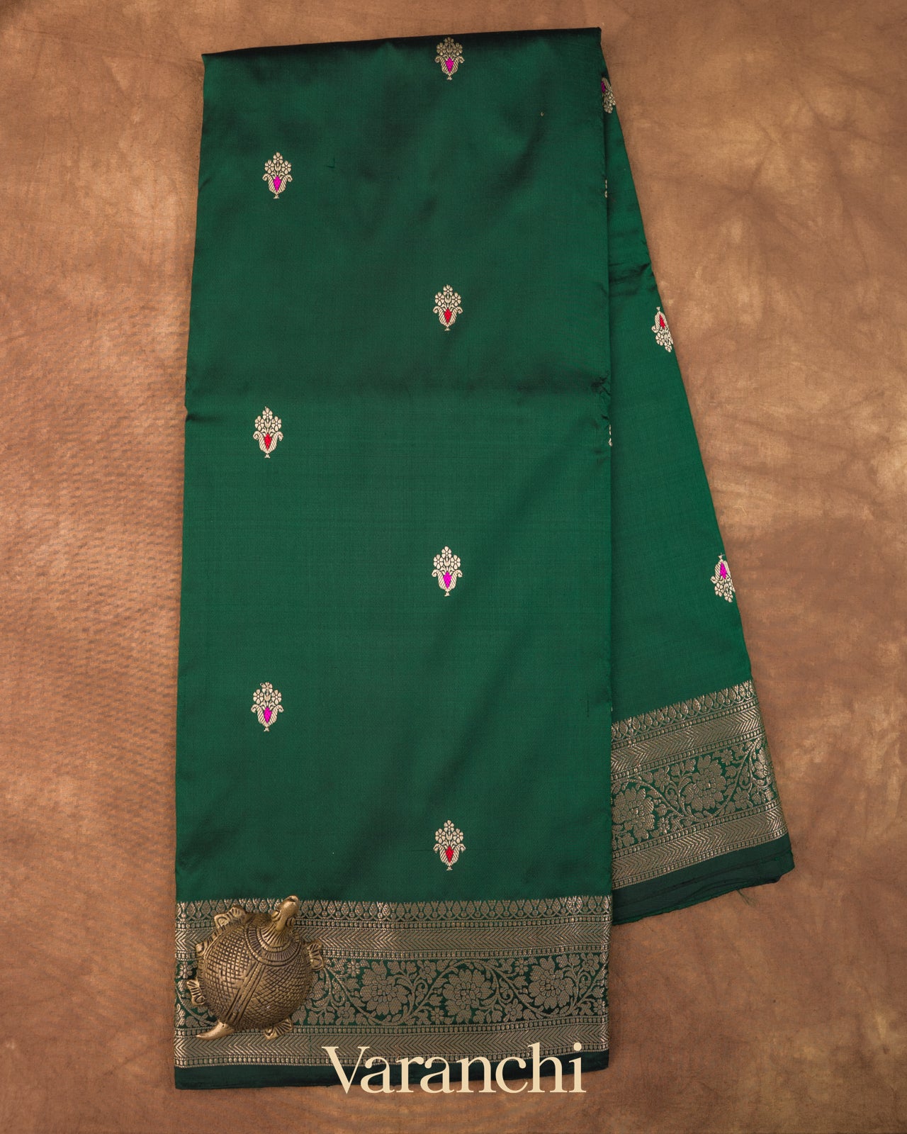 Deep Emerald Green  Pure Katan Silk Handloom Saree
