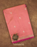 Coral Pink Pure Katan Silk Handloom Saree 