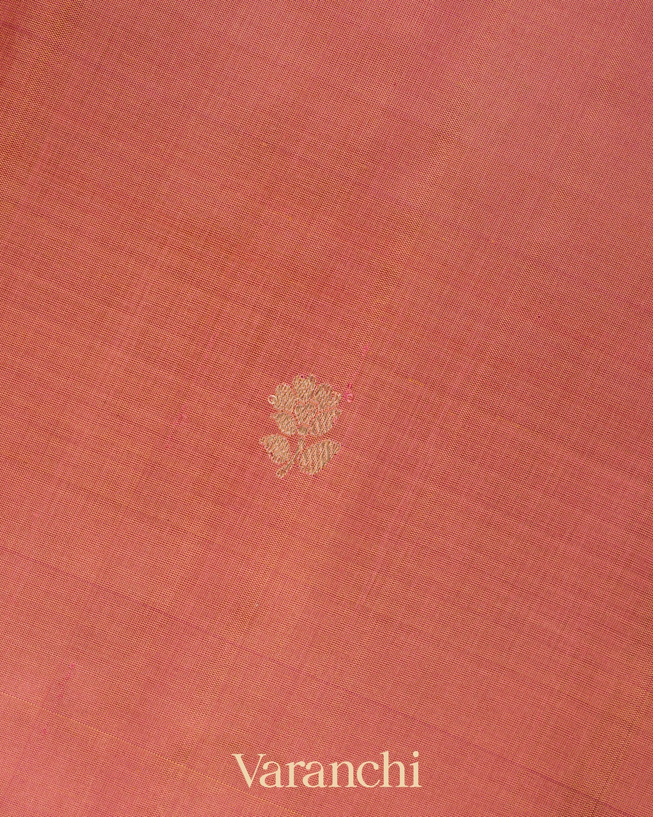 Coral Pink Pure Katan Silk Handloom Saree 