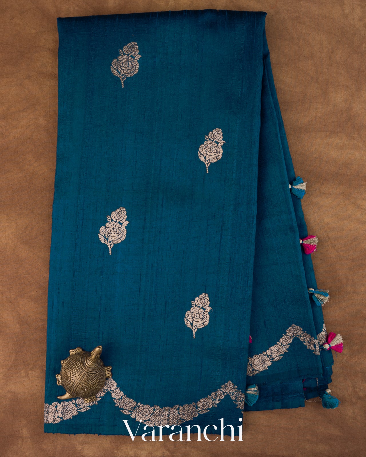 Royal Blue  Pure Raw Silk Handloom Saree